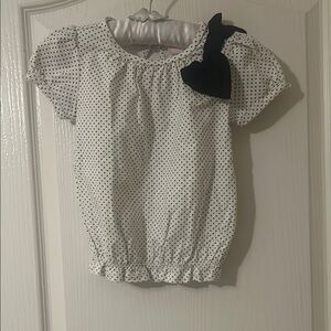 Janie and Jack White and Black Polka Dot Blouse with Bow
